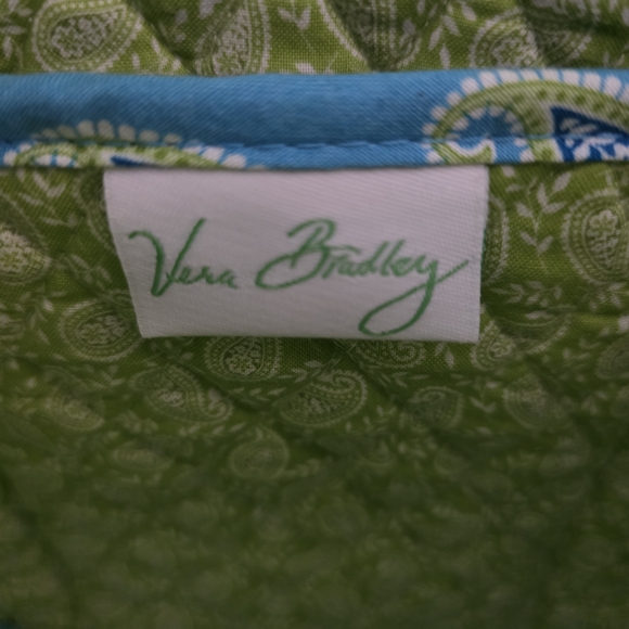 Vera Bradley Bermuda Blue Paisley Quilted Cotton Tote Messenger Laptop Bag - Picture 11 of 13